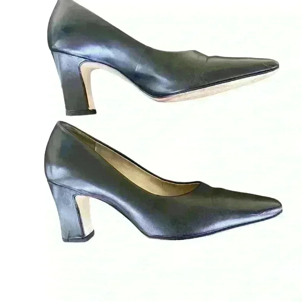 Pesaro Lenore Woman’s Size 8.5 Lucy Black Leather Slip On Pumps Brazilian made - Picture 5 of 11